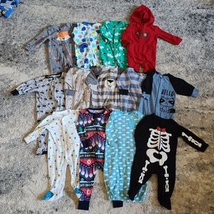 13 Piece 9 Month Lot of Baby Boy PJs